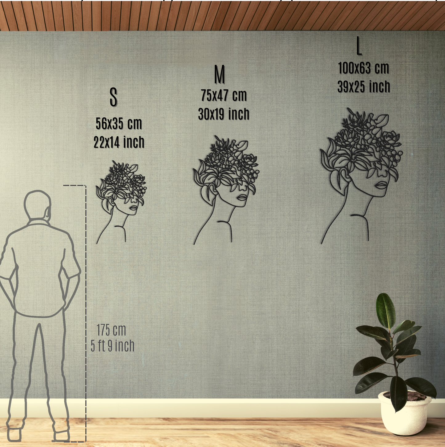 Woman With Plants on Head Metal Wall Art