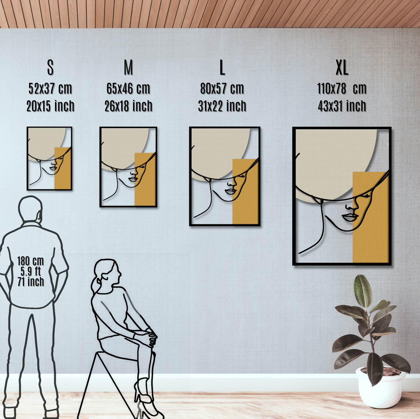 Woman Line Metal Wall Art