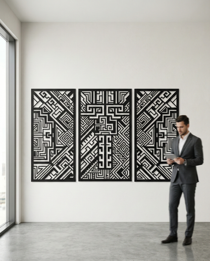 The Glyphgate Triad | Metal Wall Art Set