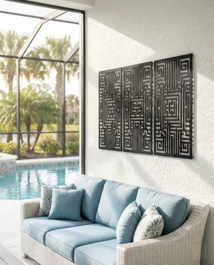 The Labyrinth Triad | Metal Wall Art Set