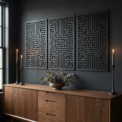 The Labyrinth Triad | Metal Wall Art Set