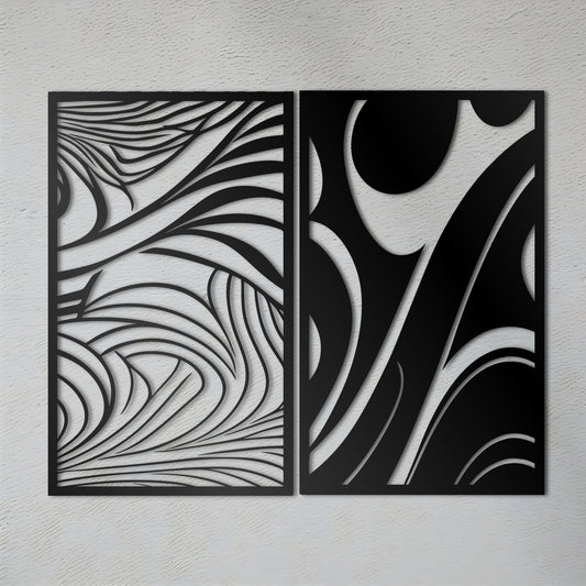 Abstract Duo - Reaction Diffusion Metal Wall Art Set