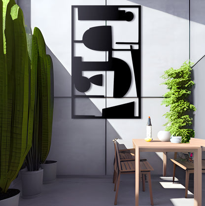 Abstract Hyper-Shapes Metal Wall Art with Suprematism Influence