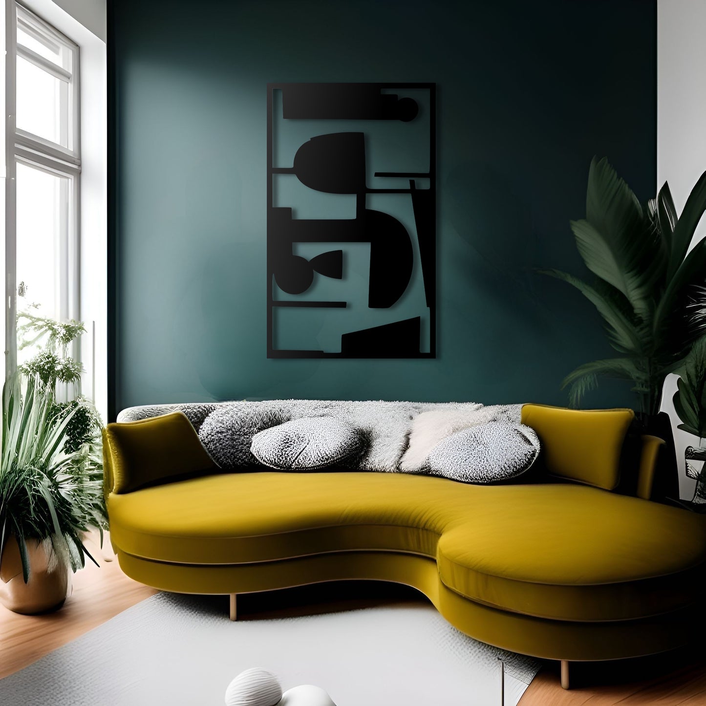 Abstract Hyper-Shapes Metal Wall Art with Suprematism Influence