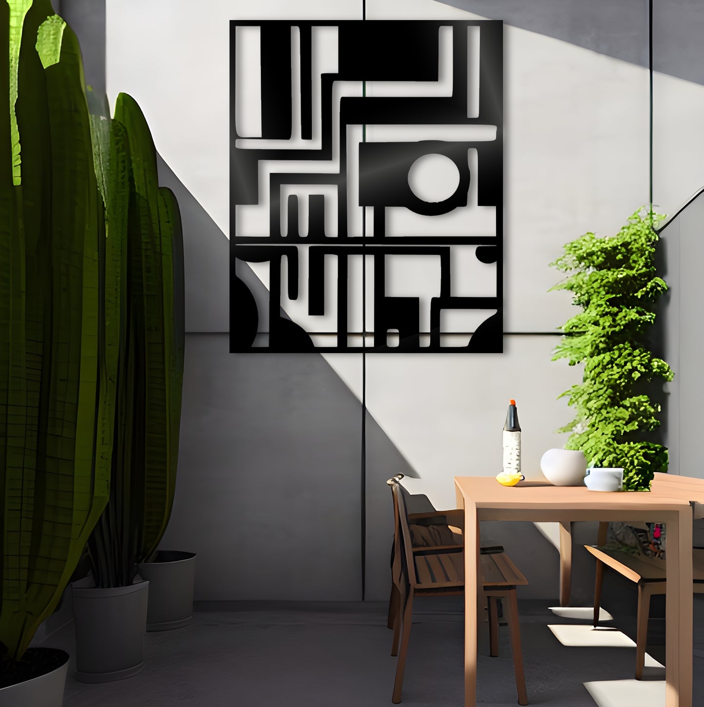 Abstract Metal Wall Art - Harmonious Fusion Shipibo Patterns Meet Bold Lines