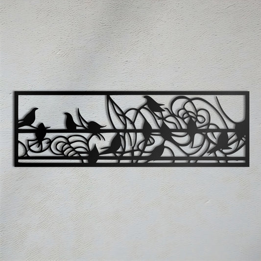 Art Nouveau Birds on Window Sill Metal Wall Art