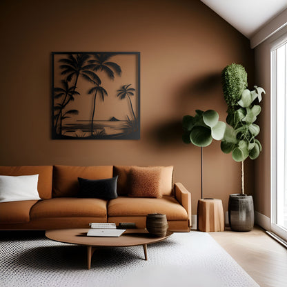 Beachy Palms Metal Wall Art For Living Room