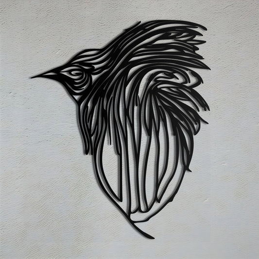 鳥のメタルウォールアート - 流体ラインと抽象