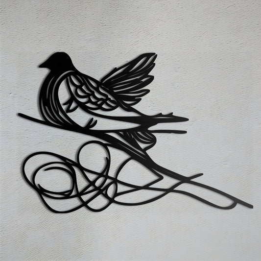 枝にとまる鳥 メタルウォールアート
