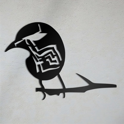 Clear and Minimalist Tribal Bird Wall Art with Glagolitic Glyph