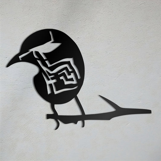 Glagolitic グリフを使用したクリアでミニマリストの部族の鳥のウォールアート