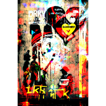 Colorful Pop Art Painting of a Clown with Heart by Dirk Helmbreker