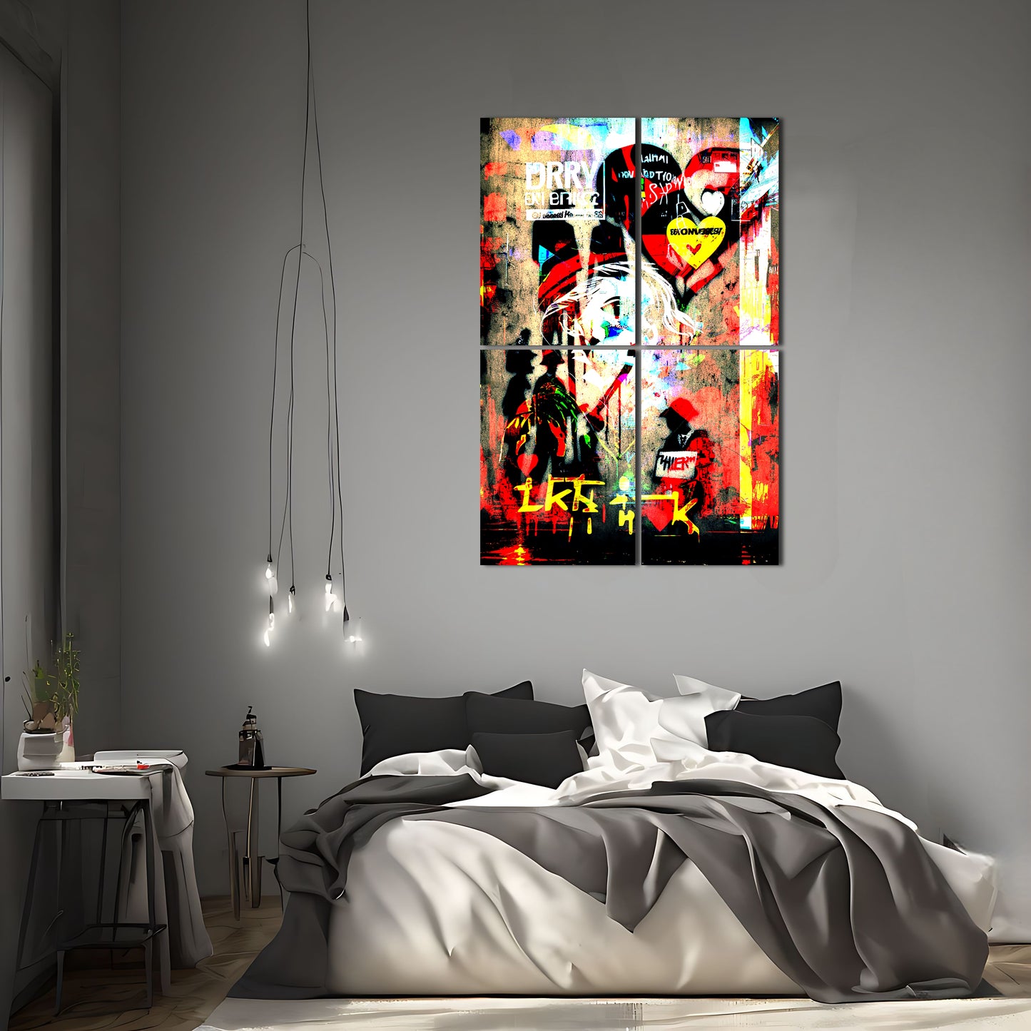 Colorful Pop Art Painting of a Clown with Heart by Dirk Helmbreker