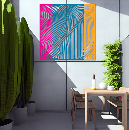 Contrasting Stripes - Abstract Metal Wall Art Inspired by Victor Vasarely