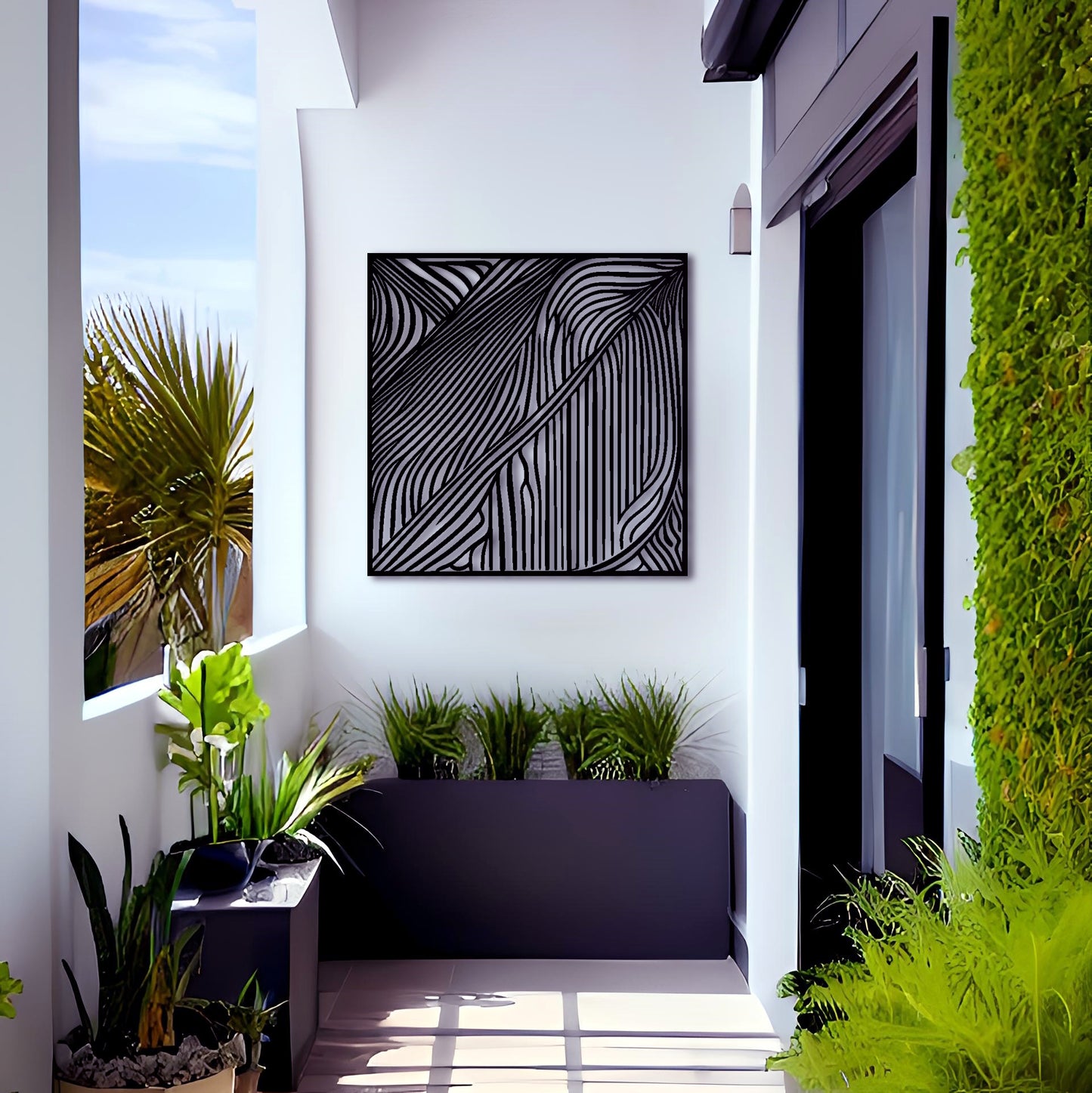 Contrasting Stripes - Abstract Metal Wall Art Inspired by Victor Vasarely