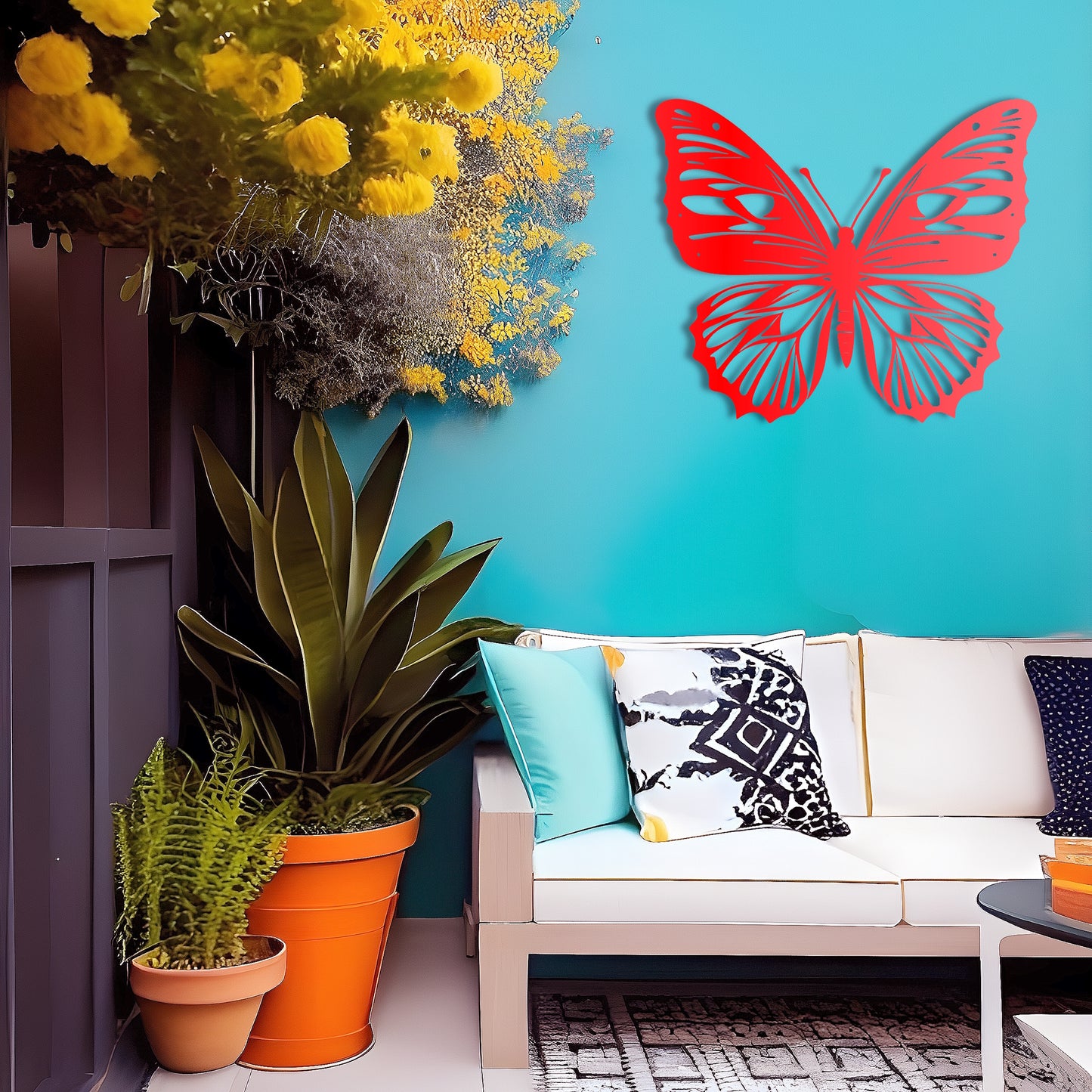 Graceful Garden Large Metal Butterfly Wall Art