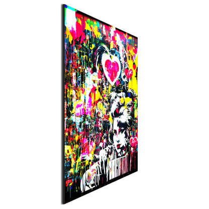 Heart Headed Woman Pop Art Painting Metal Poster