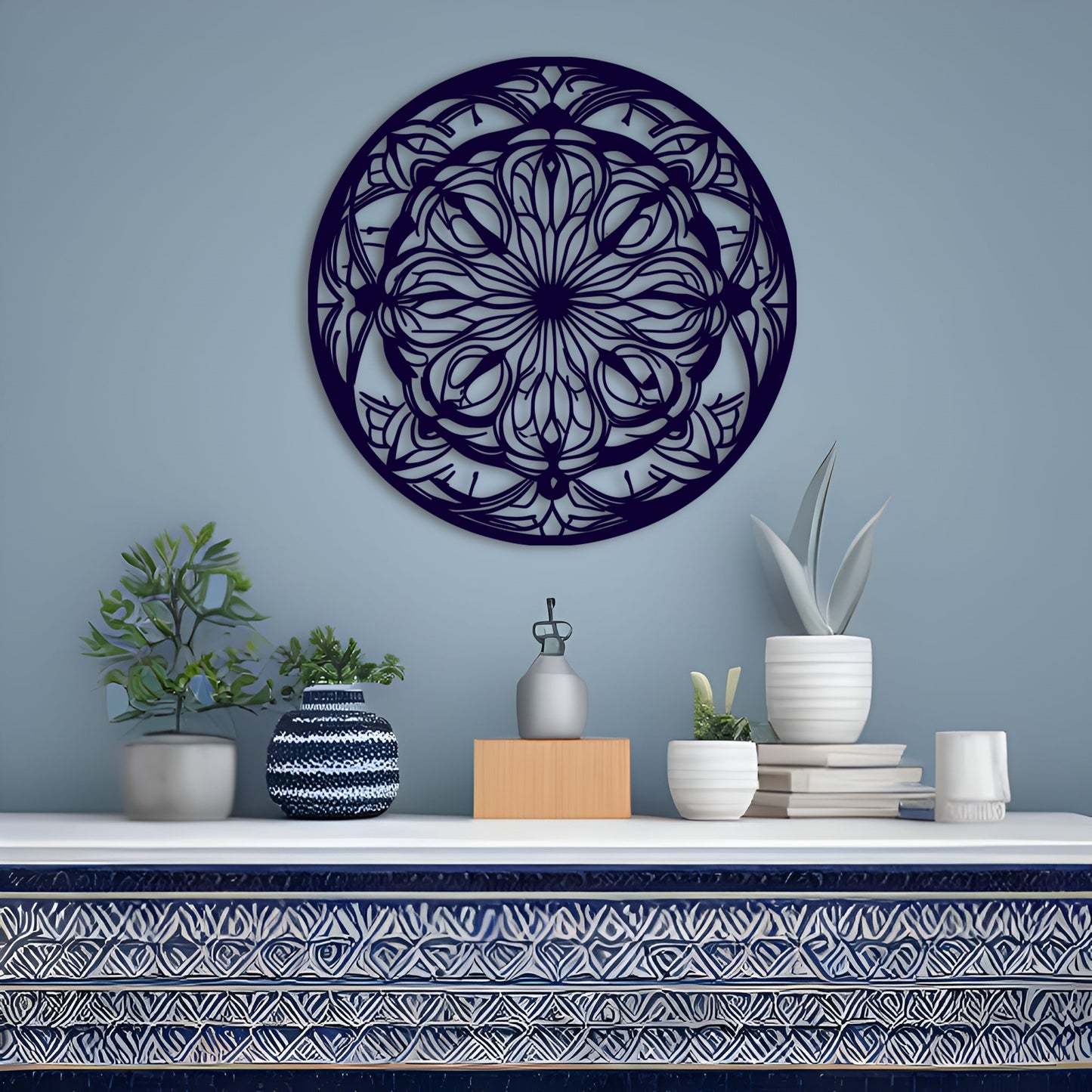 Intricate Mandala Ornament Metal Wall Art for Yoga and Meditation Room Decor