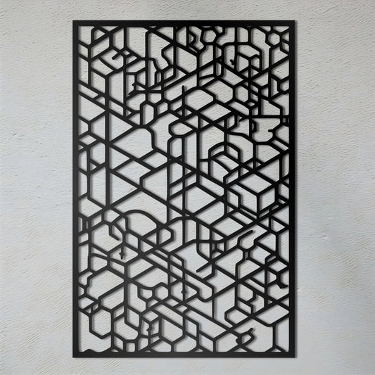 Isometric Geometric Art - High Angle Vertical Metal Wall Art Panel