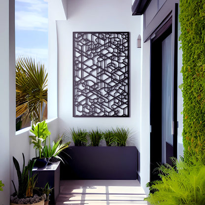 Isometric Geometric Art - High Angle Vertical Metal Wall Art Panel