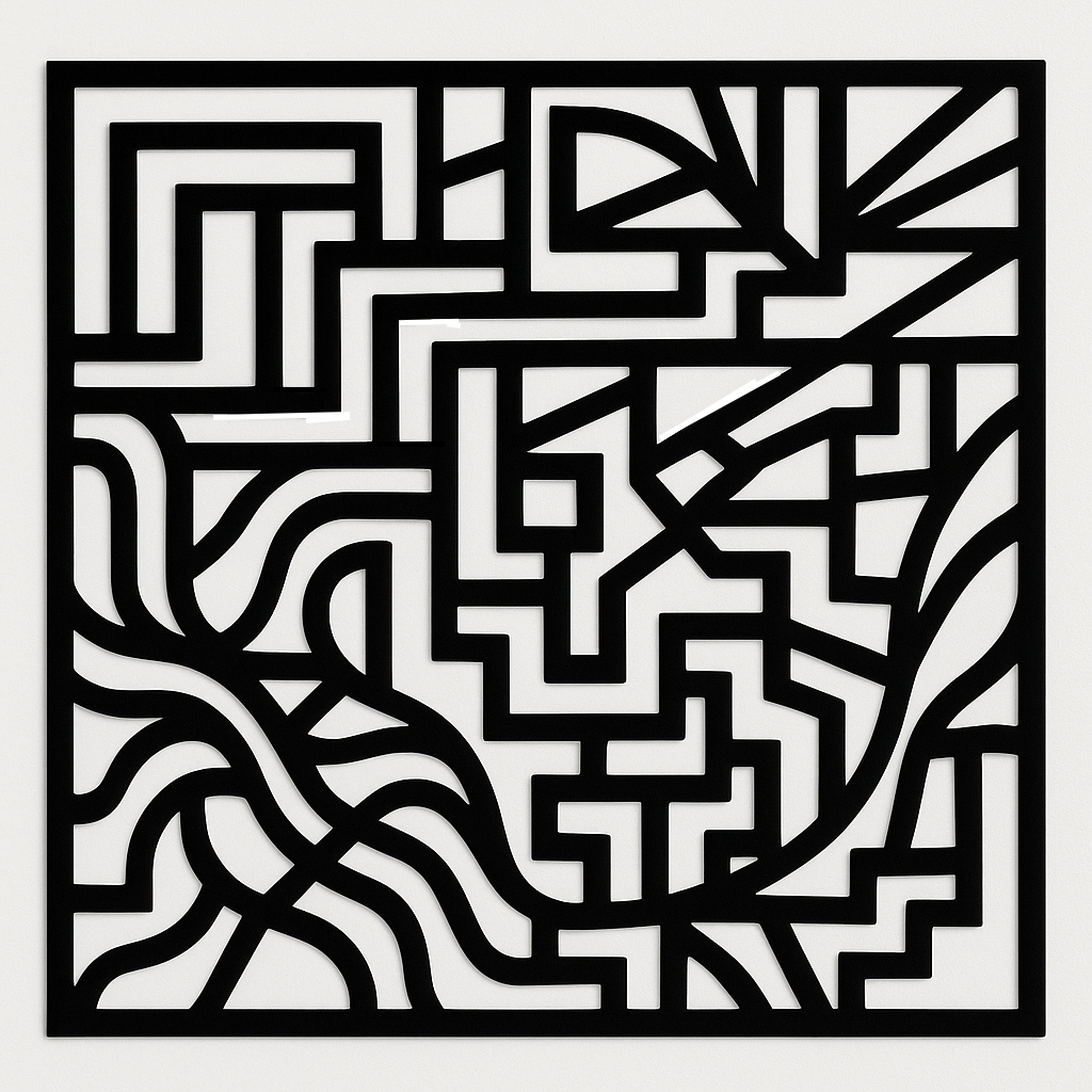 LabyrinthFlow – Geometric Maze Metal Wall Art