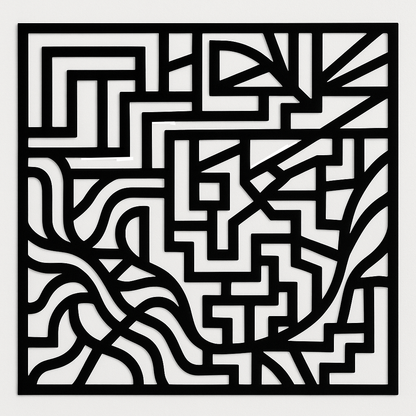 LabyrinthFlow – Geometric Maze Metal Wall Art