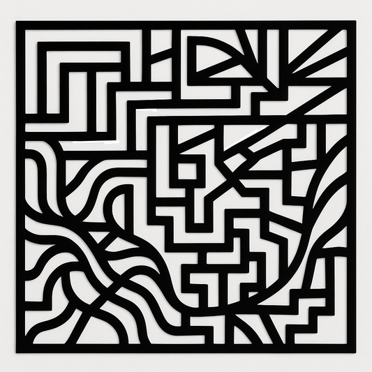 LabyrinthFlow – Geometric Maze Metal Wall Art