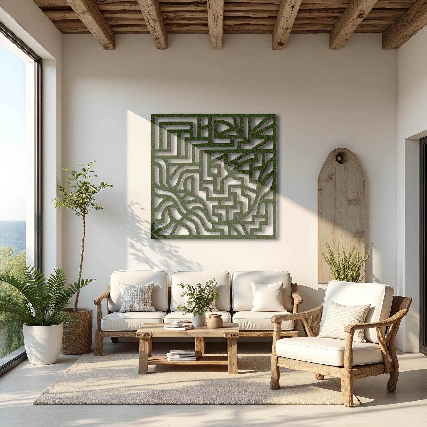 LabyrinthFlow – Geometric Maze Metal Wall Art