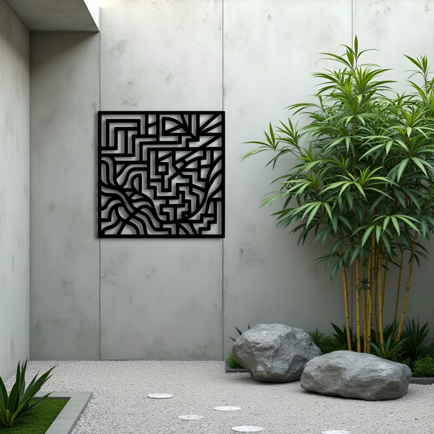 LabyrinthFlow – Geometric Maze Metal Wall Art