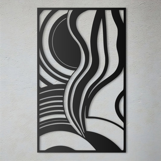 Metal Wall Art - Abstract Design with Wavy Lines