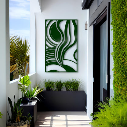 Metal Wall Art - Abstract Design with Wavy Lines