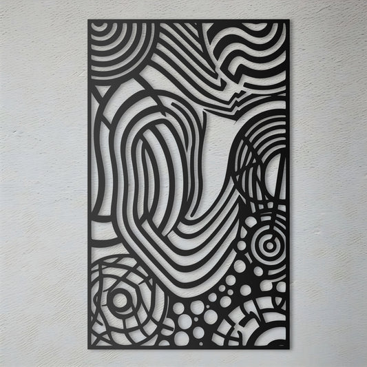 Metal Wall Art - Abstract Drawing with Simplified Zentangle