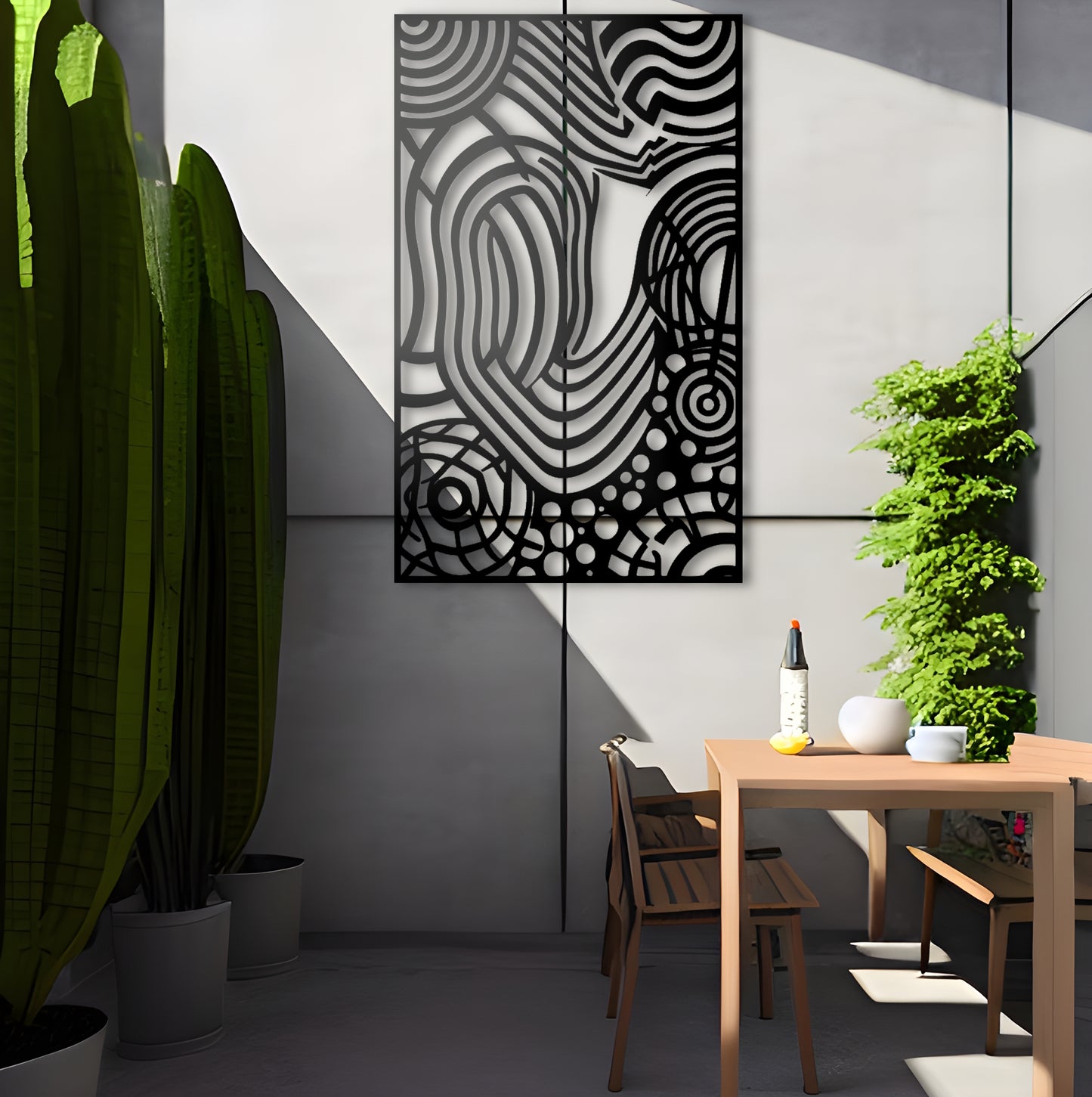 Metal Wall Art - Abstract Drawing with Simplified Zentangle
