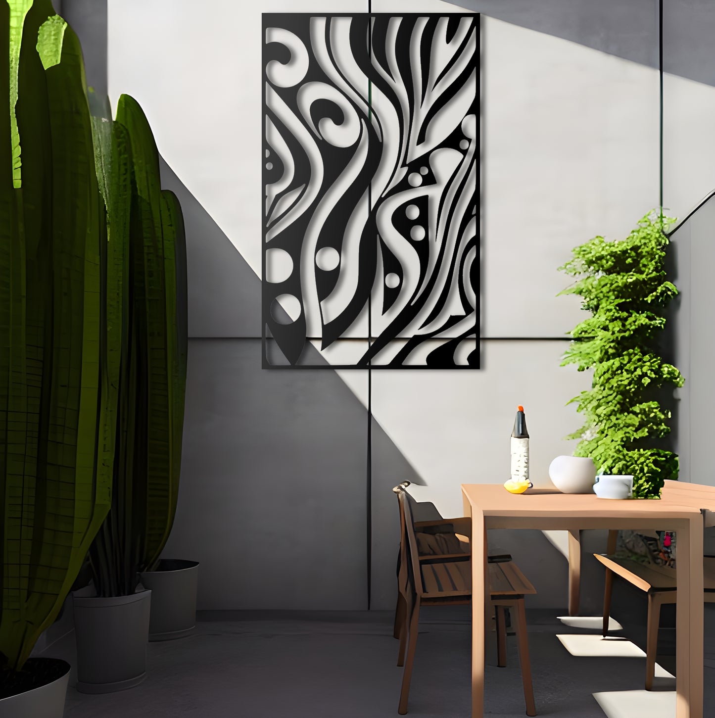Metal Wall Art - Abstract Drawing with Art Nouveau Arabesque Design