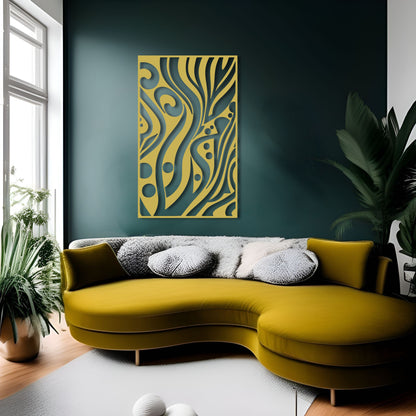 Metal Wall Art - Abstract Drawing with Art Nouveau Arabesque Design