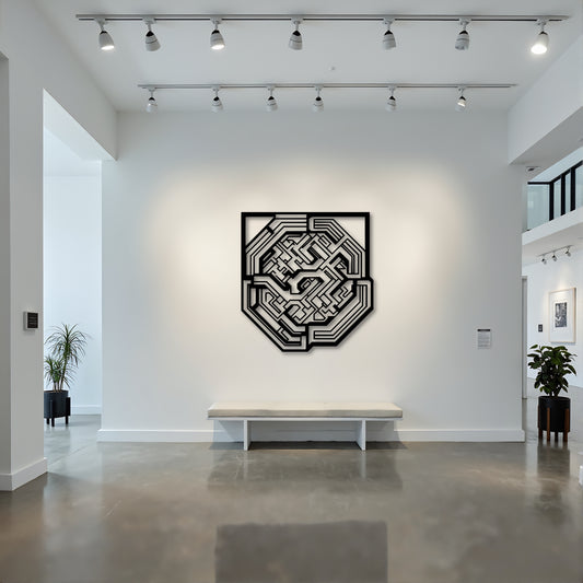 Octagonal Maze Geometric Metal Wall Art