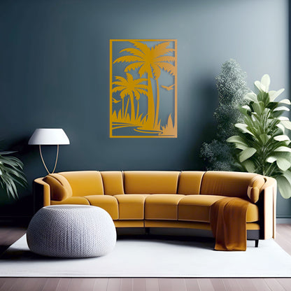 Palm Tree Silhouette Metal Wall Art for a Stylish Vacation Vibe