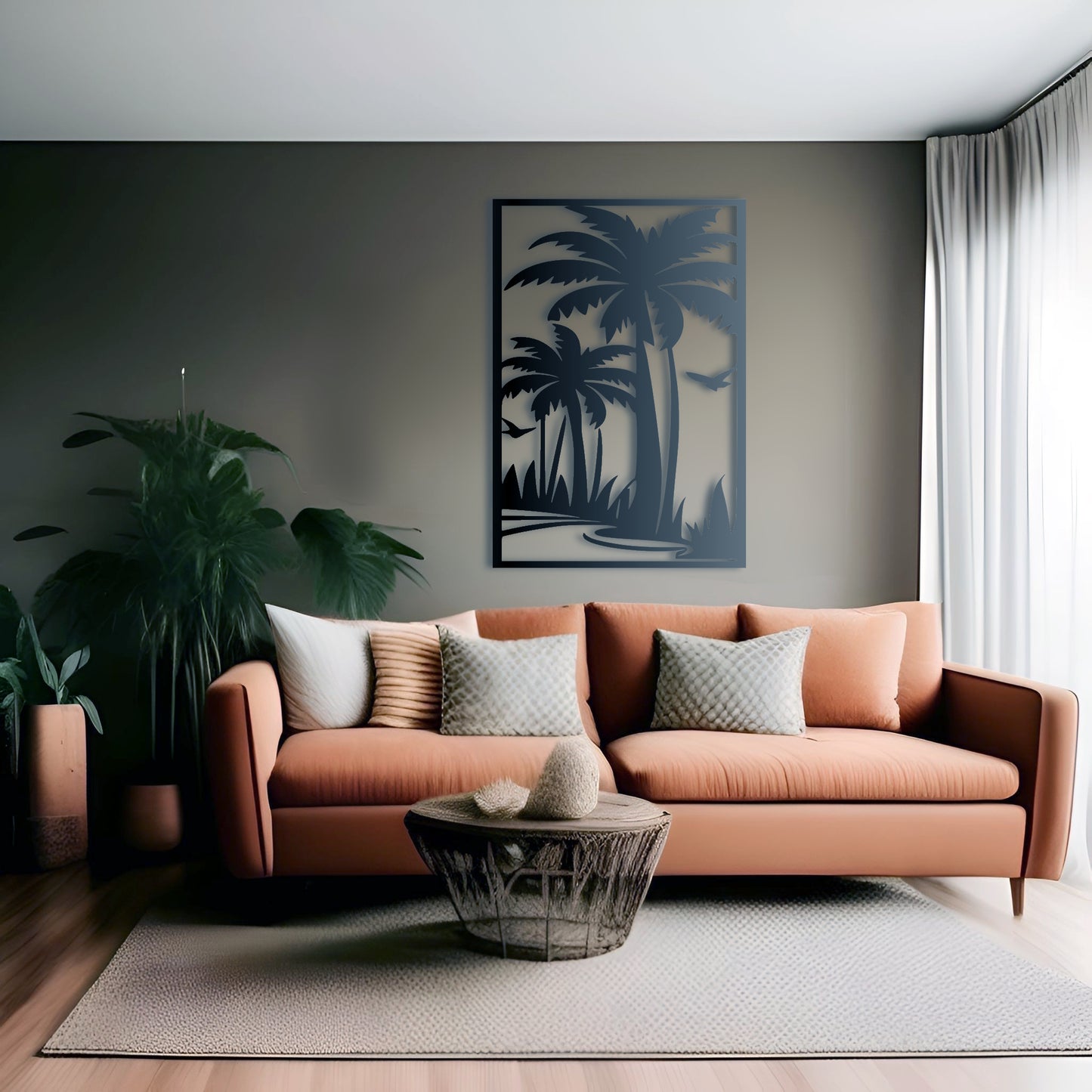 Palm Tree Silhouette Metal Wall Art for a Stylish Vacation Vibe