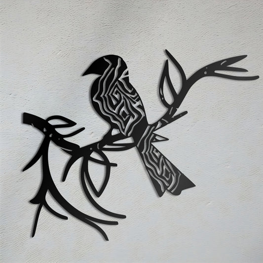 אמנות קיר בוהמית בהשראת Sakai Hōitsu - ציפור על ענף