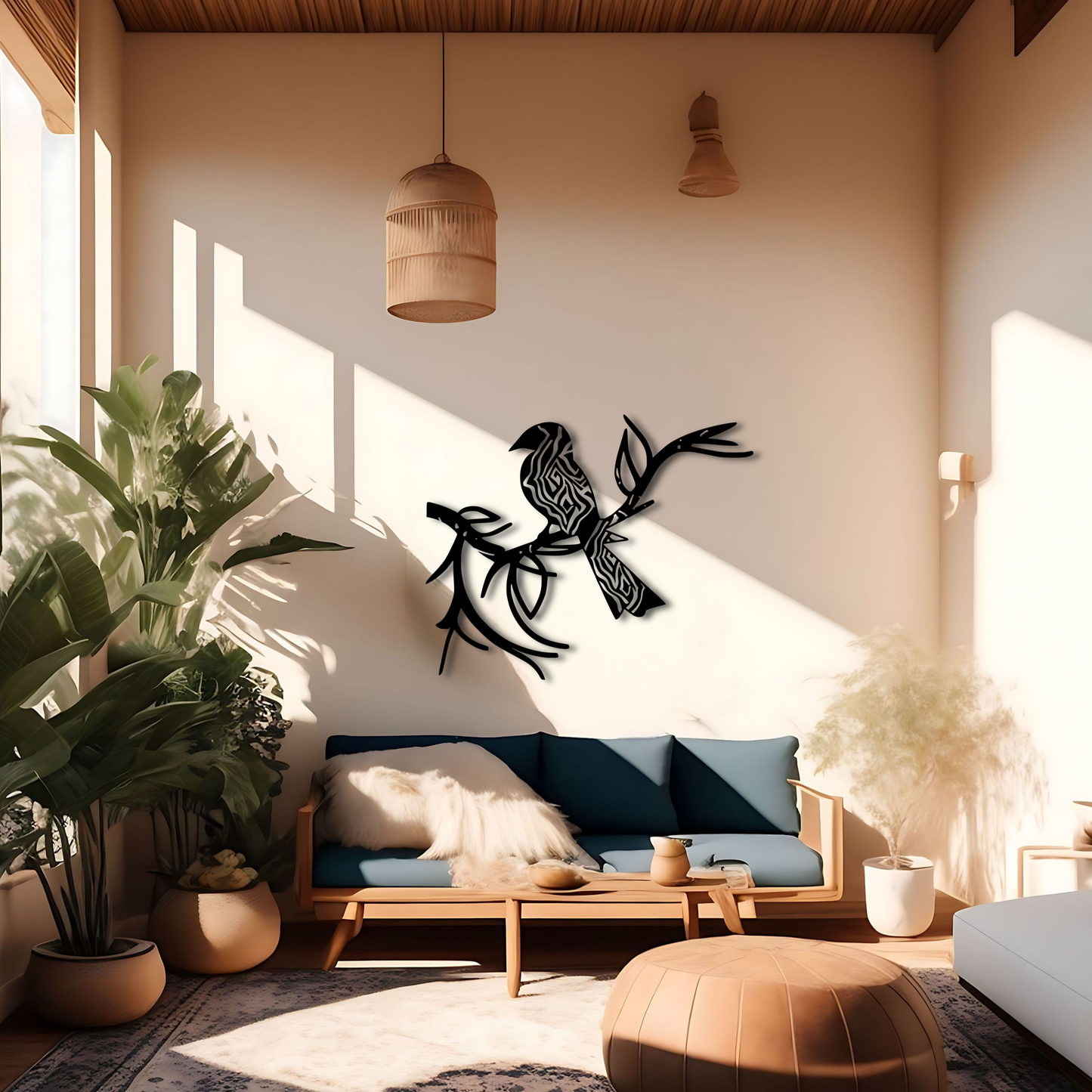 Sakai Hōitsu Inspired Bohemian Wall Art - Bird on a Branch