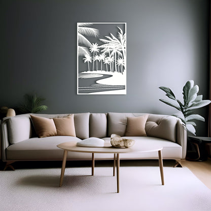 Silhouette Of Palm Trees Detailed Art Deco Panel