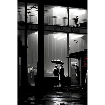 Standing in the Rain - A Monochrome Noir Crime Novel Artwork