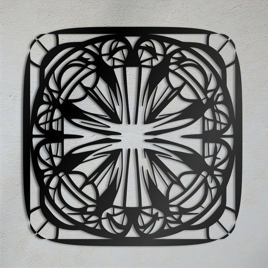 Symmetrical Mandala Wall Art - Fine Detailed Square Ornament