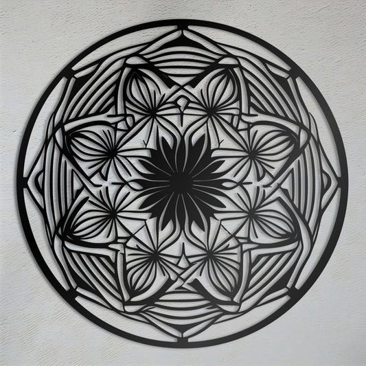 Symmetrical Mandala Wall Art for Yoga and Meditation Metal Artwork