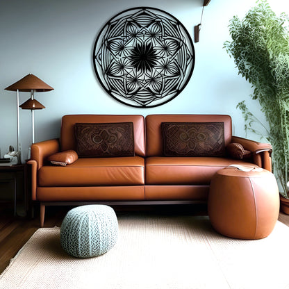 Symmetrical Mandala Wall Art for Yoga and Meditation Metal Artwork