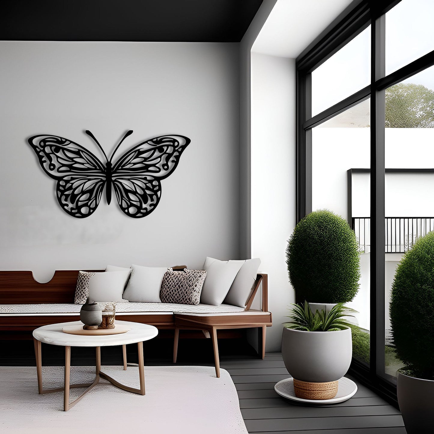 Symmetrical Splendor Butterfly Metal Wall Art for Living Room