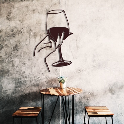חובבת יין ליידי יד מתכת עיצוב קיר