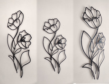 Flower Lines Wandkunst aus Metall