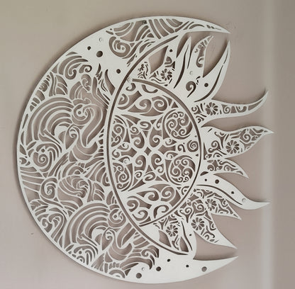 Intricate Sun and Moon Mandala Metal Wall Art Decor