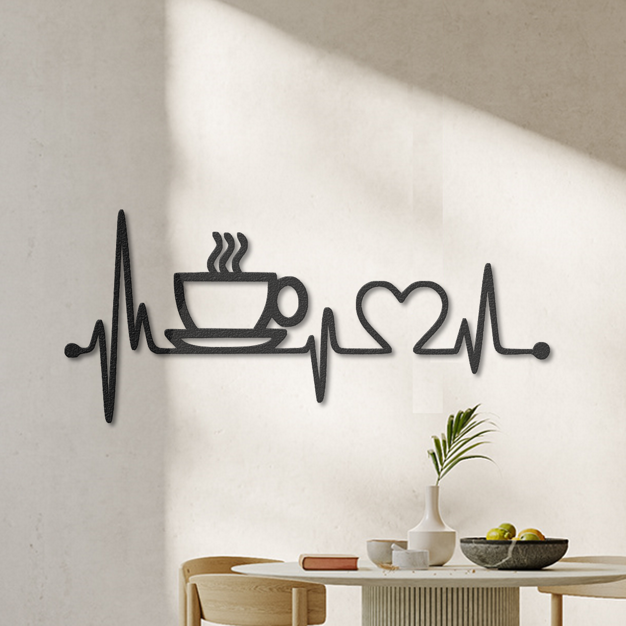 Kaffee mit Herzschlag Metall Wandkunst